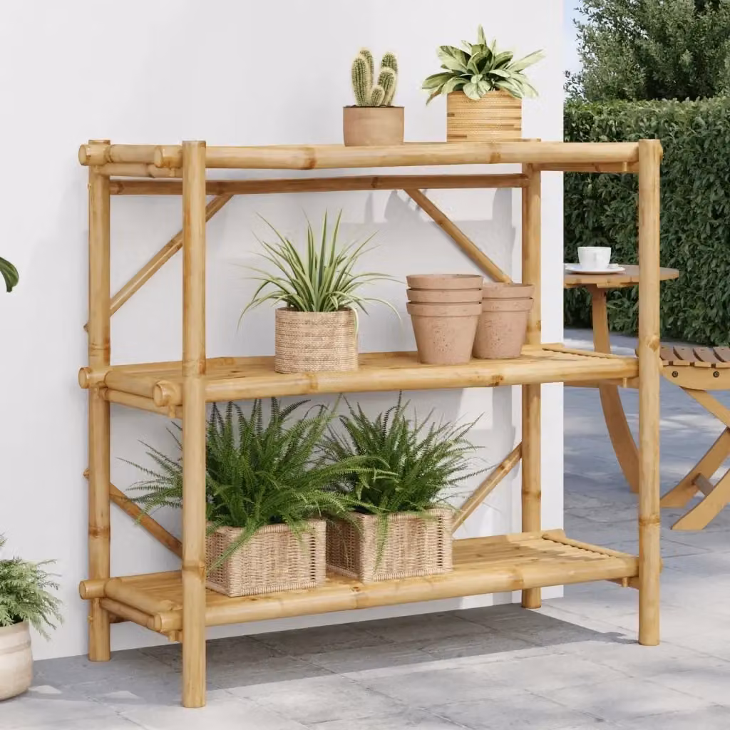 Scaffale a 3 ripiani in bambù marrone DESIGN IN L/P/H: 100 x 40 x 90 cm – 2