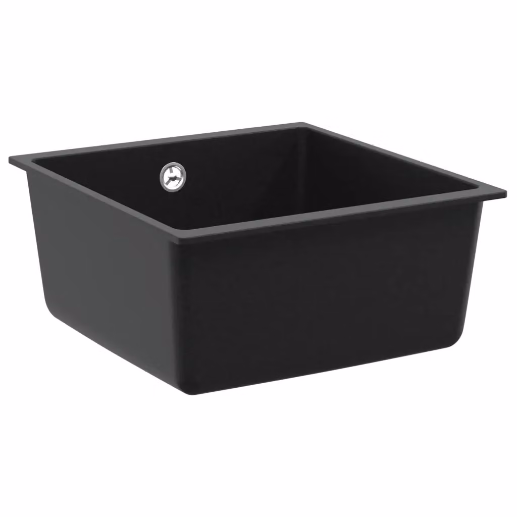 Lavello vidaXL in quarzo e resina nero L: 43 cm, P: 46 cm, H: 20 cm – 2