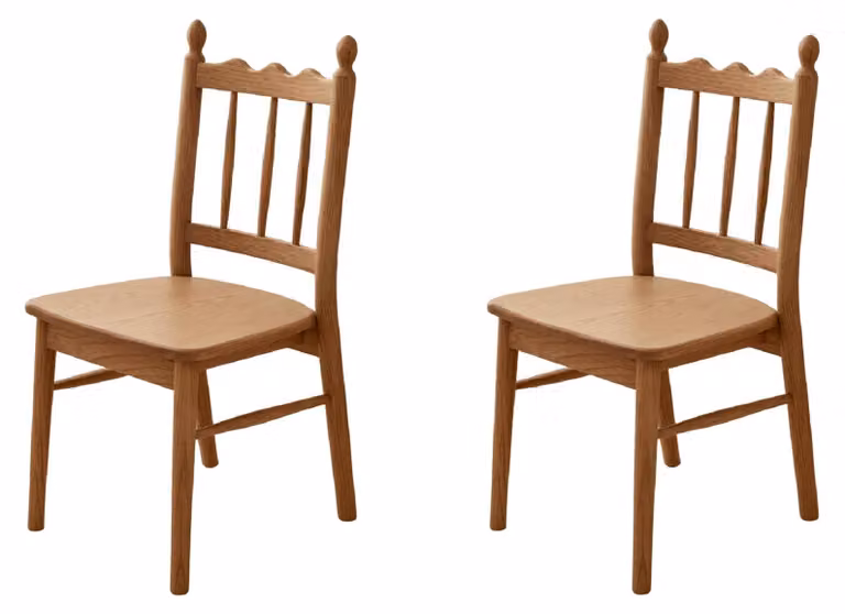 Set di mobili moderni per sala da pranzo, in legno marrone, composto da 2 poltrone confortevoli