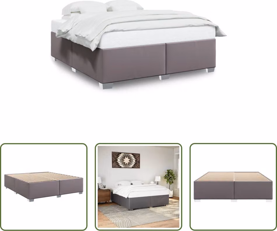 The Living Store Struttura letto grigia 200x200 cm in ecopelle