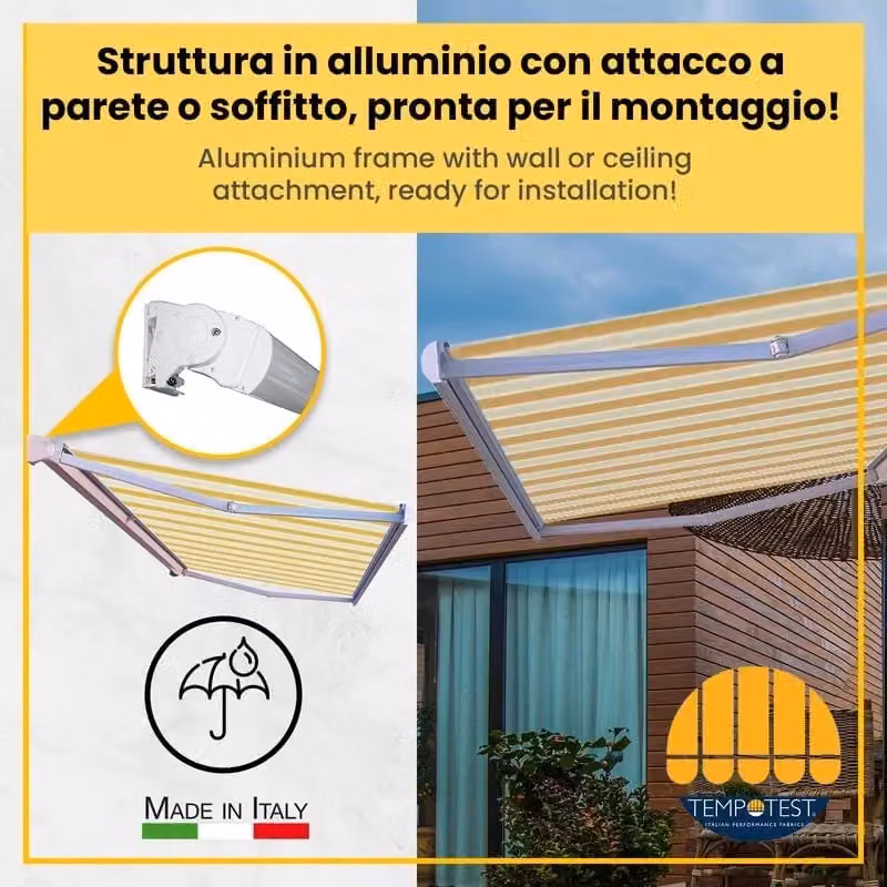 Tenda da Sole a Bracci Estensibili a Scomparsa Totale TENDEEVOLUTION Tempotest Para' Colore Verde - L: 248 cm, P: 185 cm – 2