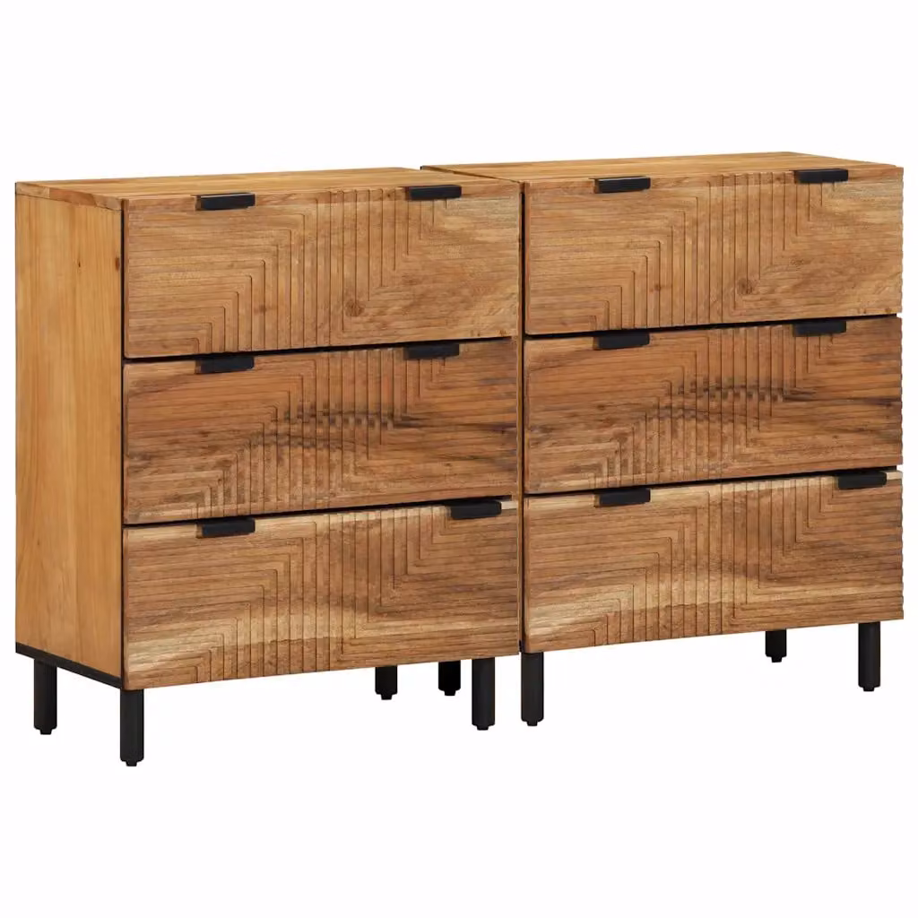 Set di 2 credenze moderne vidaXL in legno di acacia massello marrone L: 120 cm, P: 33 cm, H: 75 cm