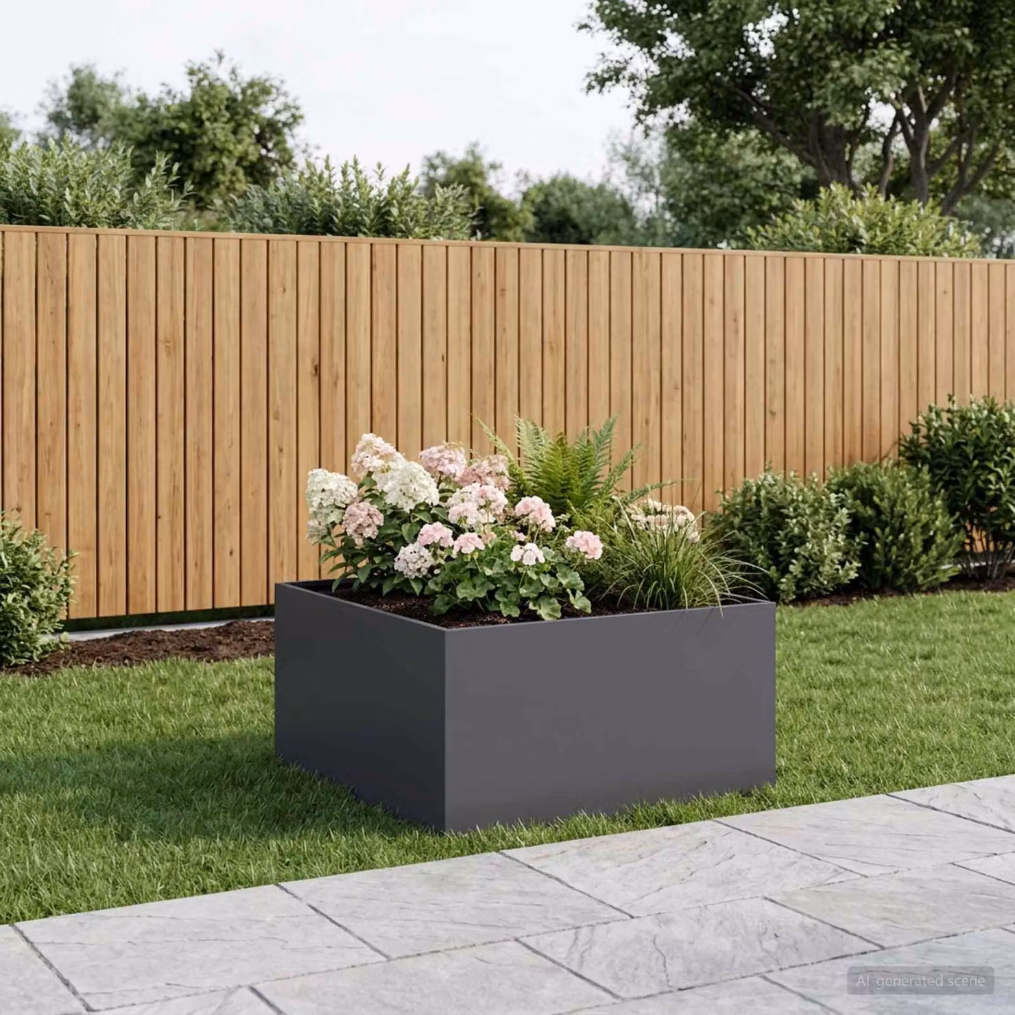 Vaso da giardino vidaXL in metallo colore Antracite L: 60 cm, P: 60 cm, H: 40 cm
