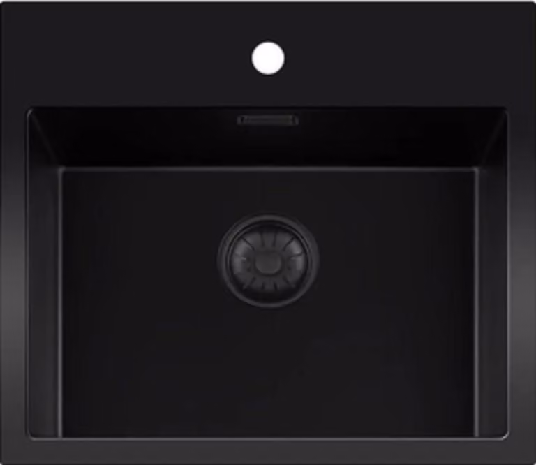 Lavello Togo, modello 50BQ37TH-T, in acciaio inossidabile, colore nero