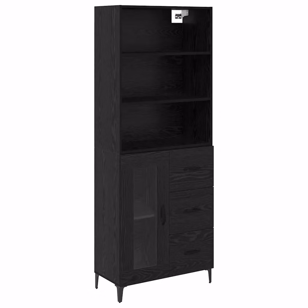 Credenza Buffet Armadio da Cucina o Soggiorno vidaXL in Legno e Metallo Nero Opaco L: 69,5 cm, P: 34 cm, H: 180 cm – 2