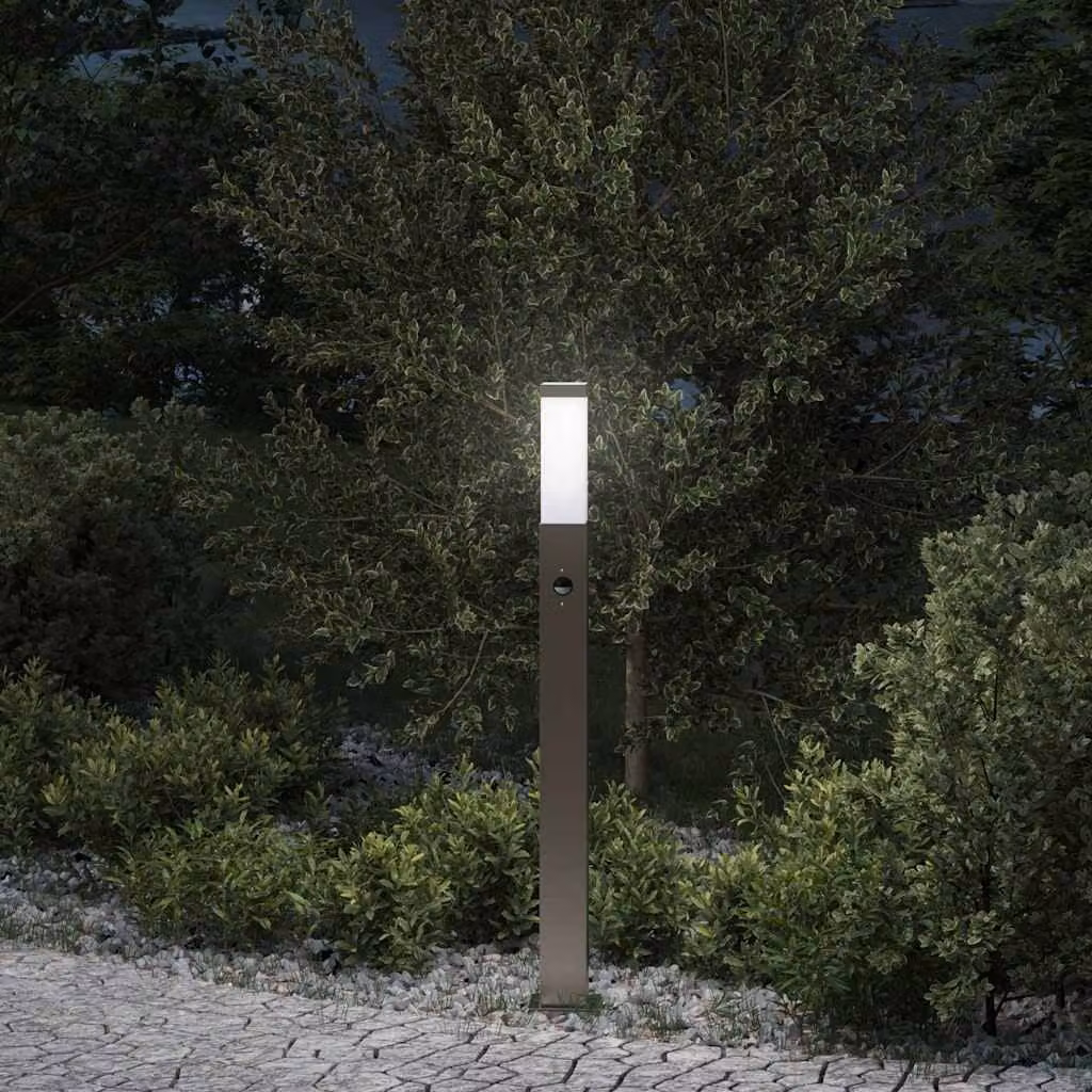 vidaXL Lampada a paletto con sensore di movimento in acciaio inox color argento, IP44, Altezza: 80 cm