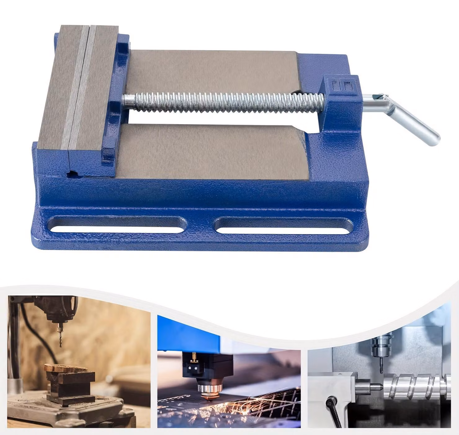 Morsa da banco - Morsa per banco da lavoro - Morsetto metallico - Morsetto per lavorazione del legno - Morsa a serraggio rapido - Realizzata in ghisa e acciaio