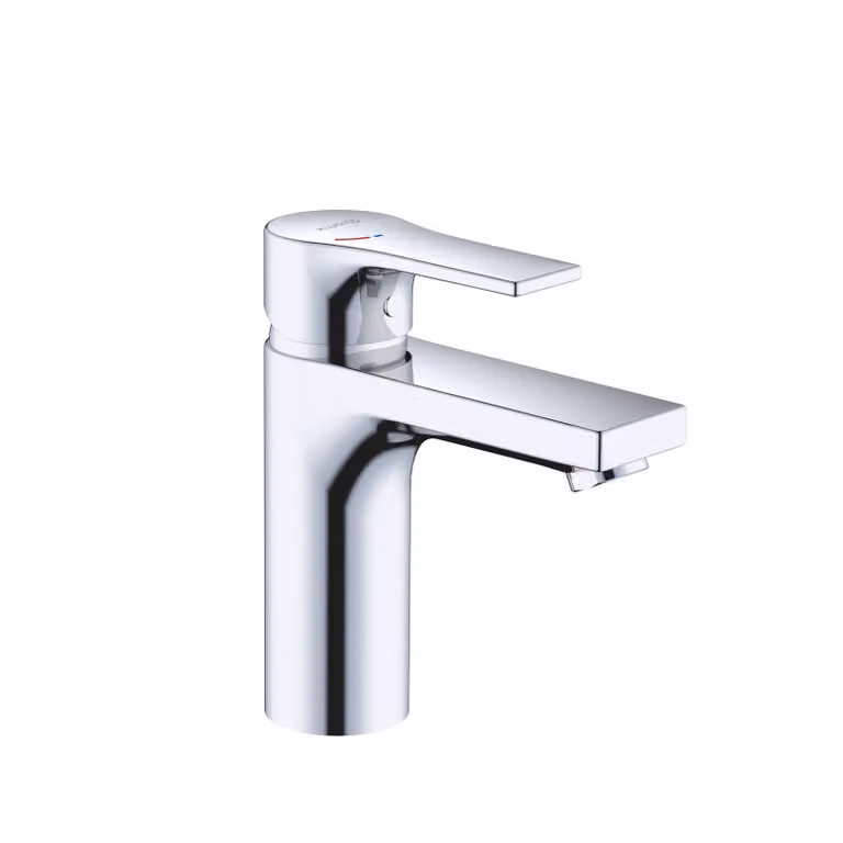 KLUDI ZENTA SL Mitigeur monocommandé pour lavabo, hauteur de bec 100mm, sans garniture d'écoulement, EcoPlus, 481980565WR4, 481980565WR4