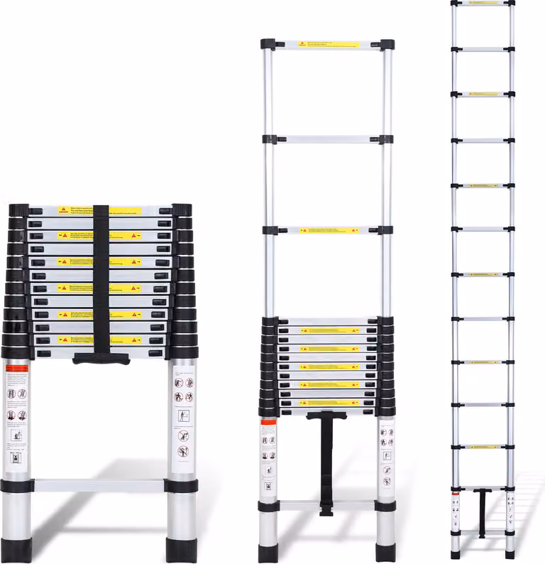 Scala telescopica professionale Jayseuw 3,8 M in alluminio 150 kg di portata scala multiuso piedi in gomma antiscivolo