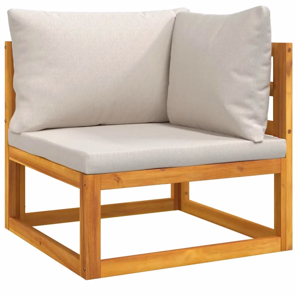 Divano Angolare Modulare vidaXL in Legno di Acacia con Cuscini Grigio – 2