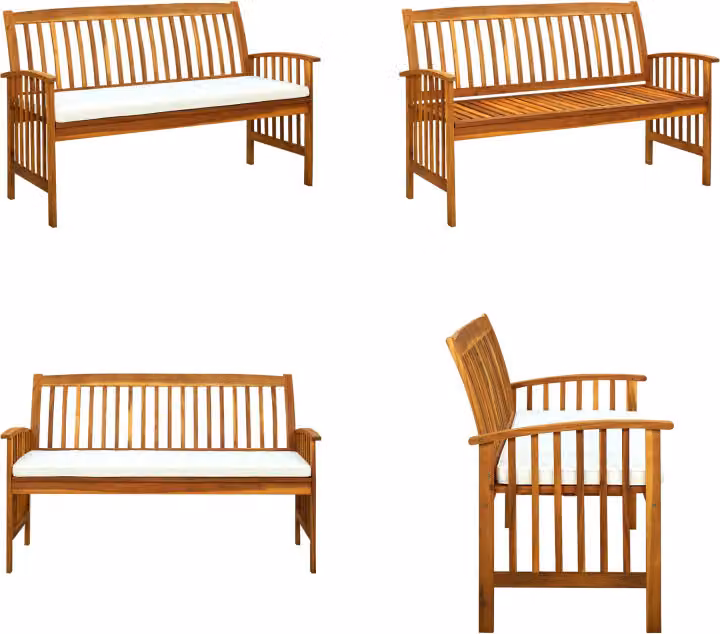 vidaXL Panca da giardino con cuscini 147 cm in legno massiccio di acacia - Panca da giardino - Panche da giardino - Panche da giardino in legno - Panche da giardino in legno