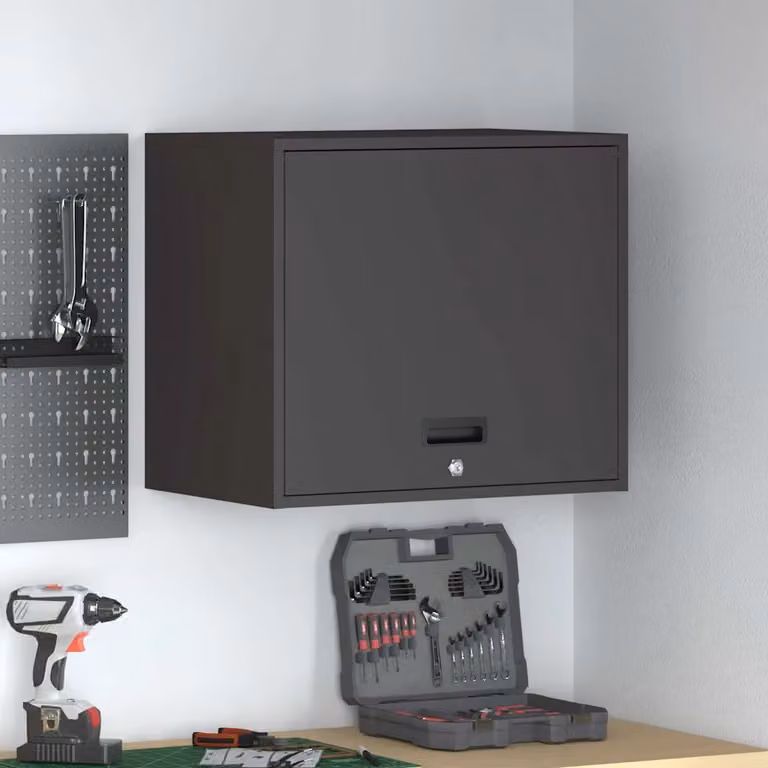 Armadio a muro vidaXL in stile industriale nero con ante a battente e serratura L/P/H: 60 x 40 x 53 cm