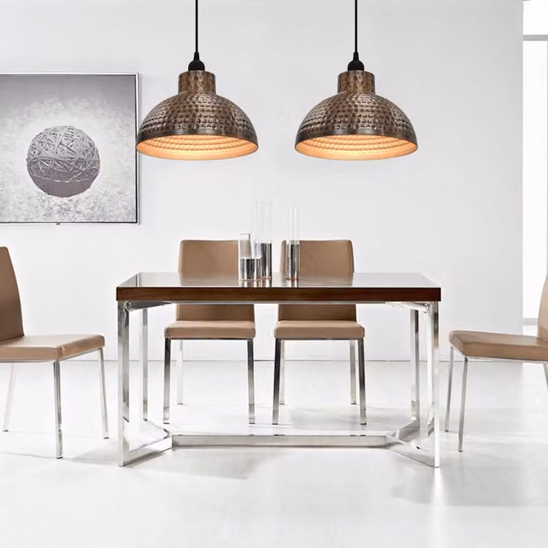 Set di 2 lampadari a sospensione semisferici vidaXL in metallo color rame e marrone con design moderno a cupola per camera da letto, attacco E27