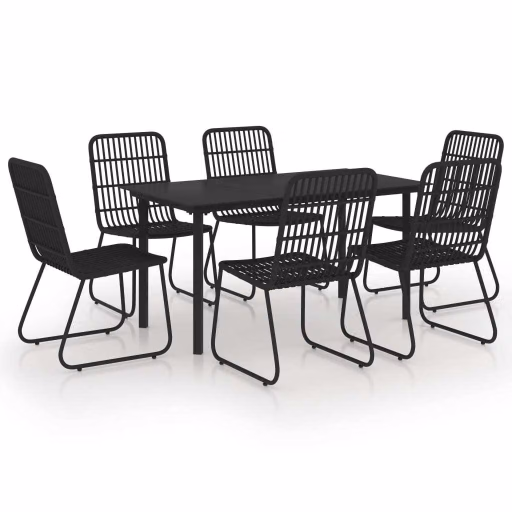 Set da Pranzo da Giardino 7 pz in Polyrattan e Vetro
