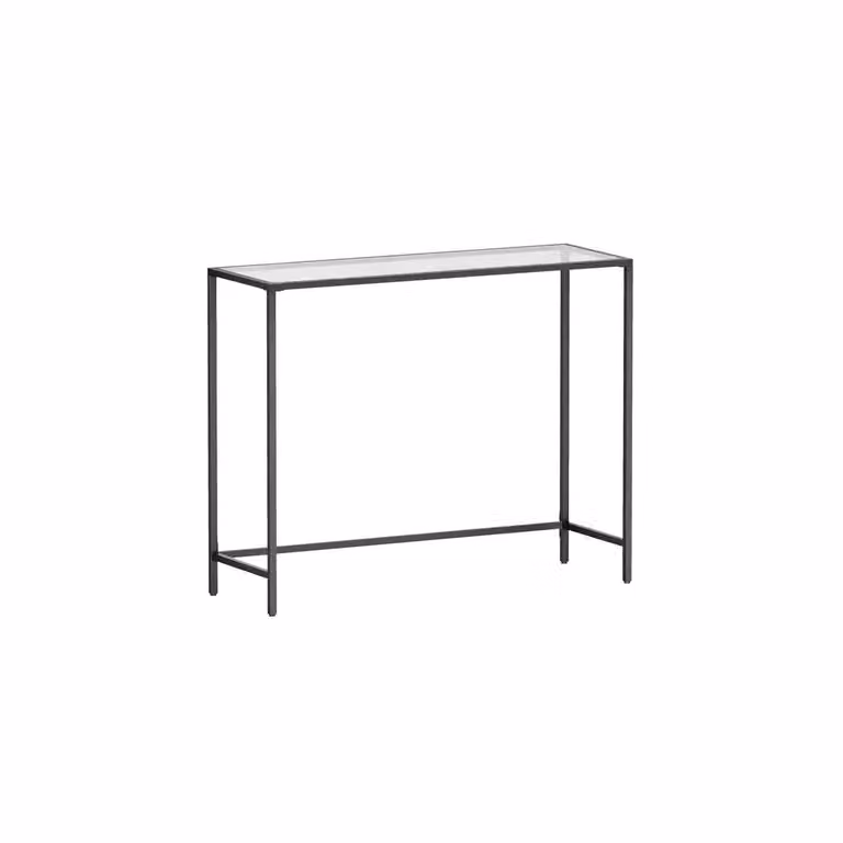 Tavolo Consolle in Vetro Bianco e Grigio, Nero Inchiostro + Trasparente / 1 Tire (35P x 100L CM)