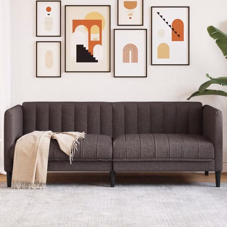 Maison Exclusive - Divano a due posti, colore marrone scuro, rivestito in tessuto