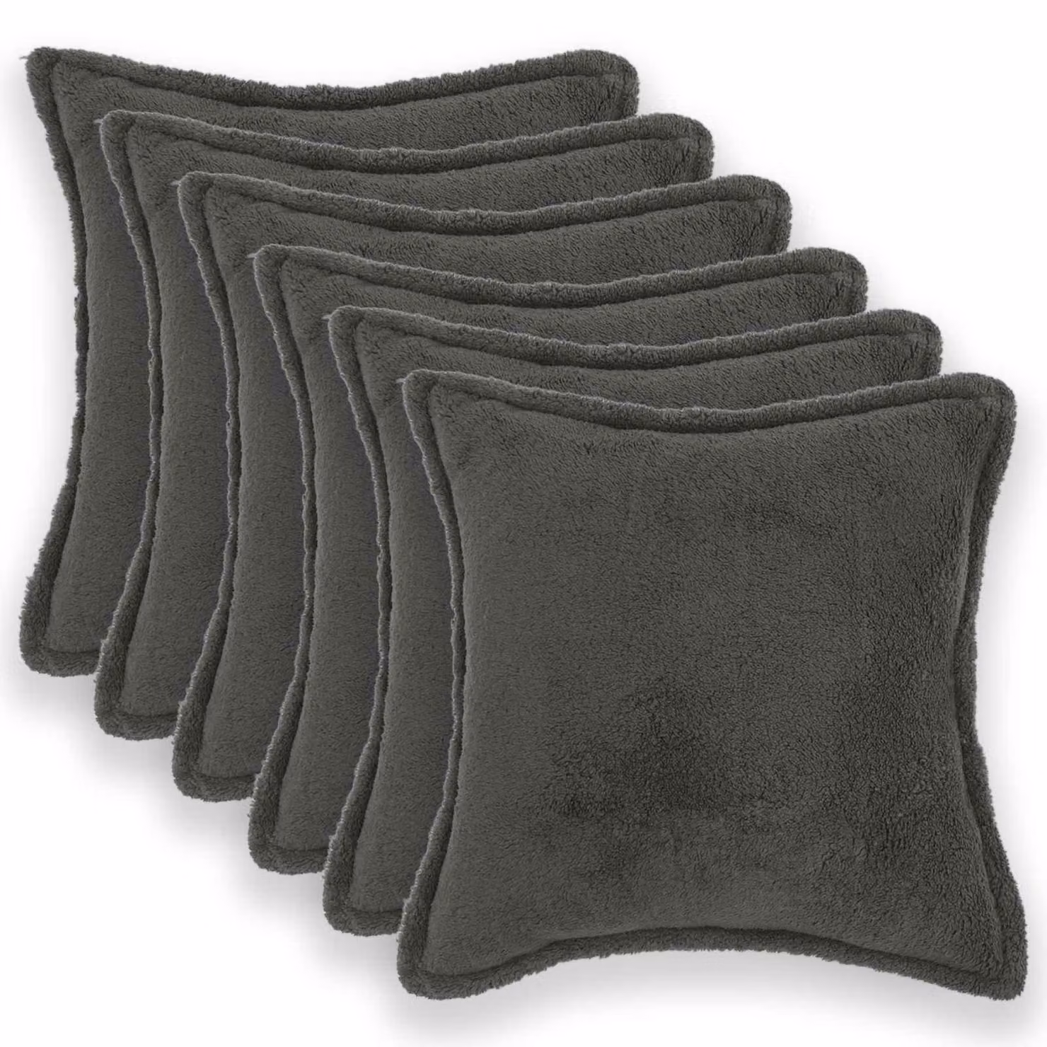 Set di 6 federe vidaXL HOUTEN Grigio Scuro, tessuto bouclé, L 40 cm x P 40 cm
