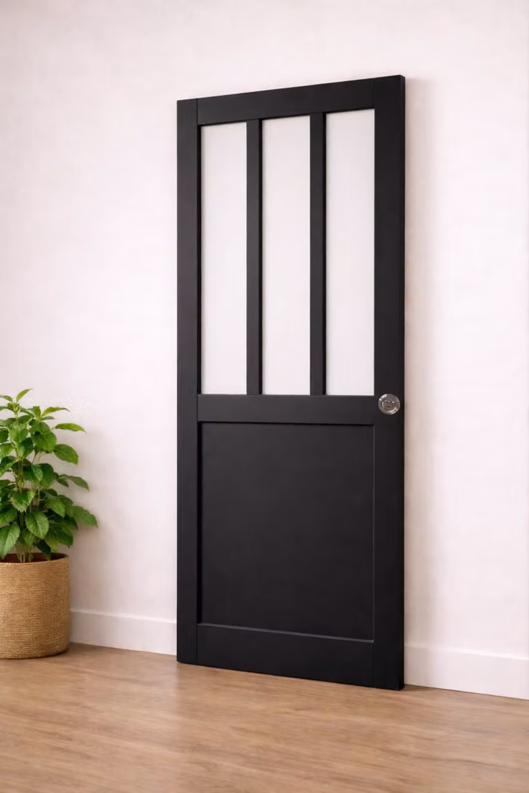 Porta scorrevole da officina nera H204 x L73 cm, serratura di blocco GD MENUISERIES