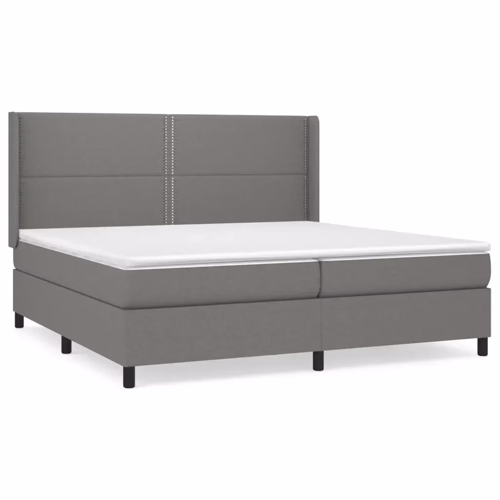 Letto Ibrido vidaXL con Materasso a Molle Grigio e Bianco L/P/H: 200 x 200 x 25 cm – 2