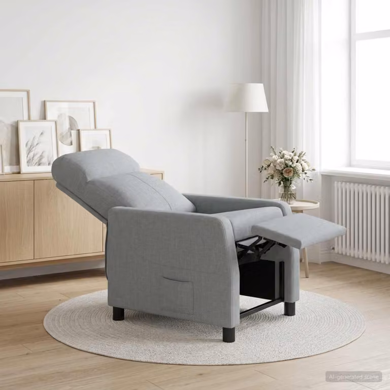 Poltrona reclinabile relax vidaXL in tessuto Grigio con braccioli e design moderno