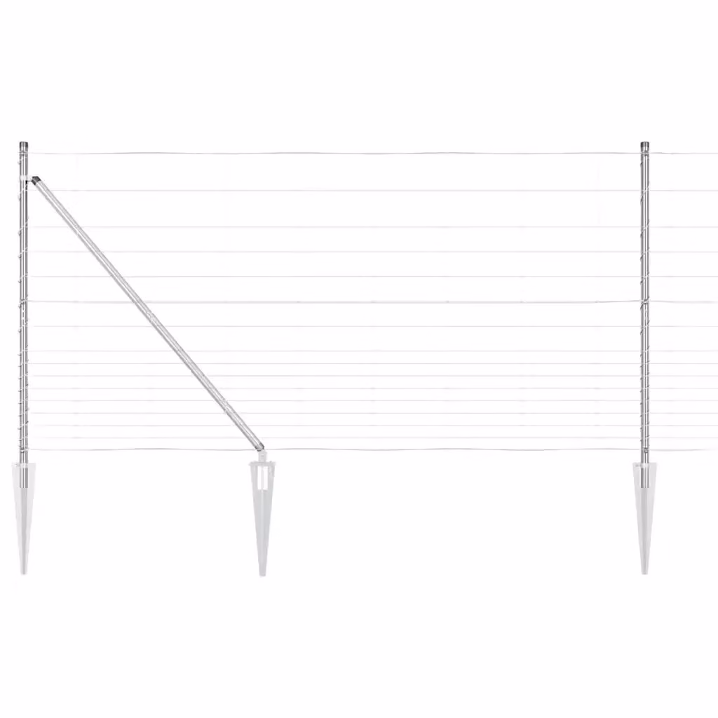 Recinzione in rete saldata con punte vidaXL in acciaio zincato argento, L: 25 m, H: 1,2 m – 2