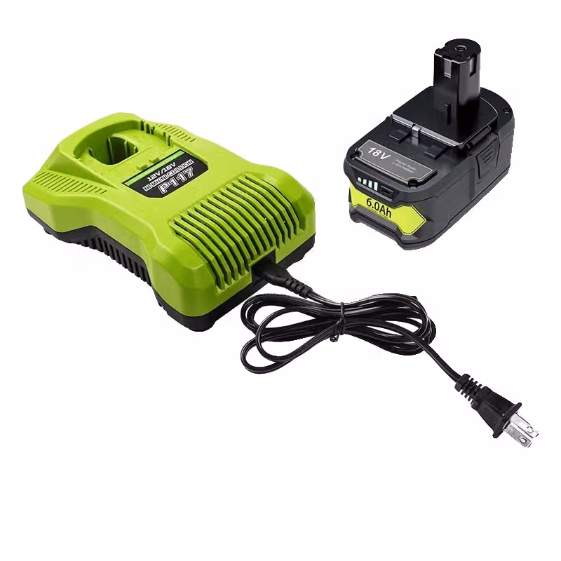 Batteria RYOBI 18V, capacità 6,0Ah, compatibile con gli utensili RYOBI , 1 batteria 1 caricabatterie