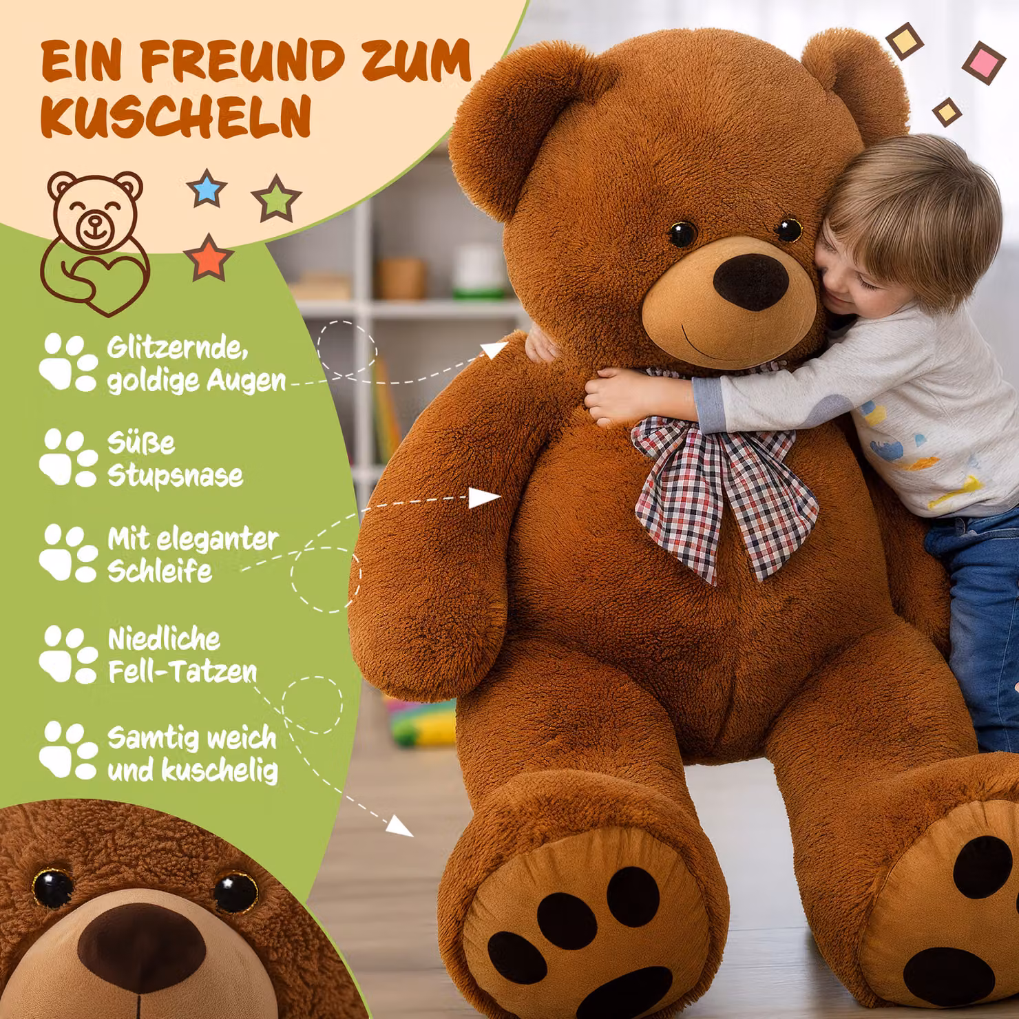 Peluche Orsacchiotto XXL DEUBA marrone, Altezza: 175 cm – 2