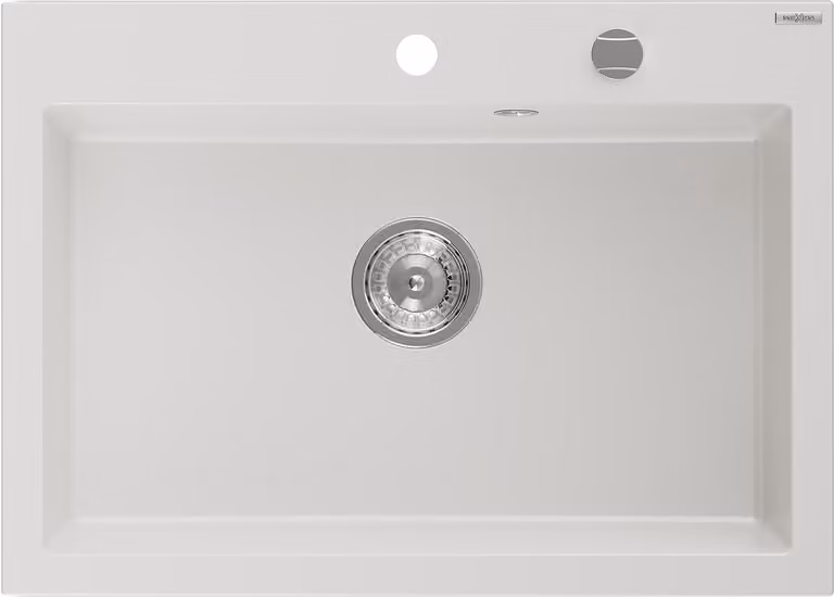 Mexen Elix lavello in granito 1-vasca 700 x 500 mm, bianco, sifone cromato - 6526701005-20