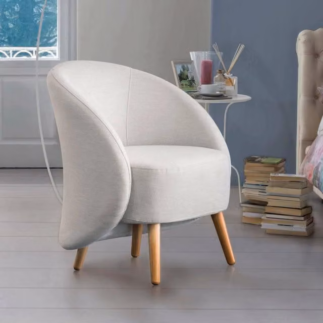 Poltrona di design Alla di Talamo Italia, poltroncina relax imbottita in tessuto grigio, L: 70 cm, P: 60 cm, H: 80 cm – 1