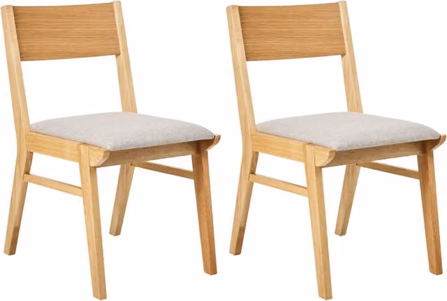 Set di 2 sedie da pranzo in tessuto grigio senza braccioli Struttura in legno massiccio chiaro tradizionali retrò Seduta