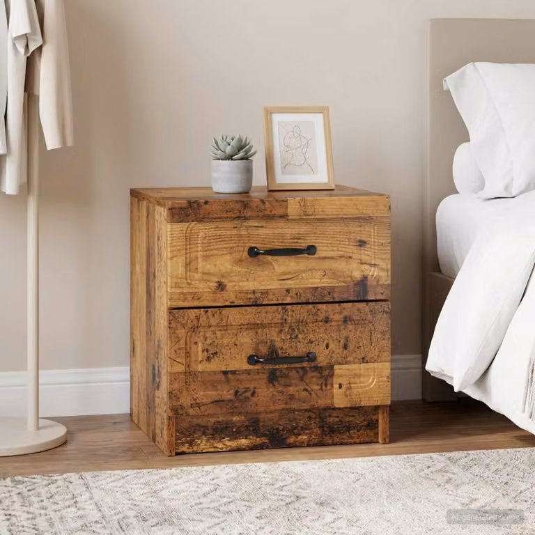 Set di 2 Armadi da Notte vidaXL in Legno Antico, L/P/H: 43 x 34,5 x 44,5 cm