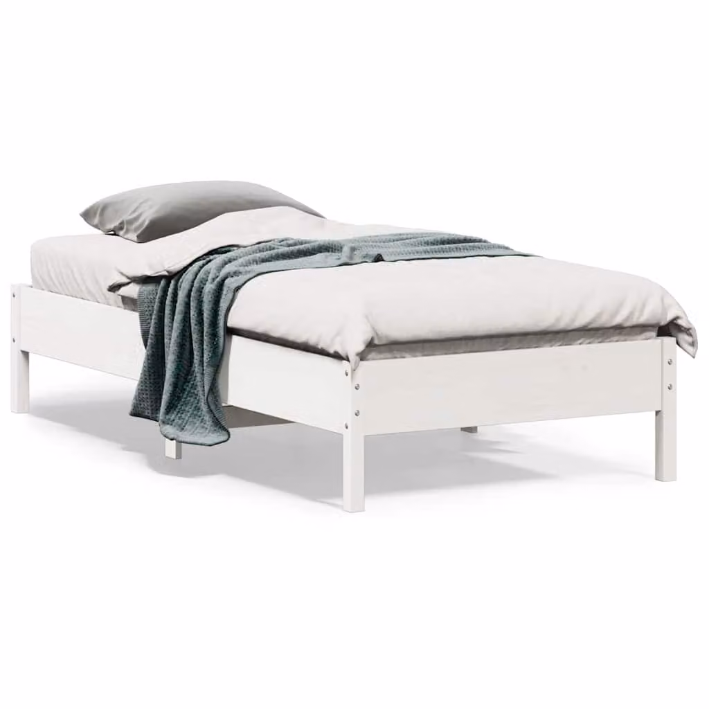 Letto singolo vidaXL in legno massello di pino bianco con doghe fisse L 190 cm x P 90 cm