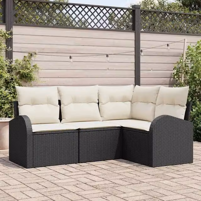Set Divano da Giardino 4 pz Nero polyrattan 3346017