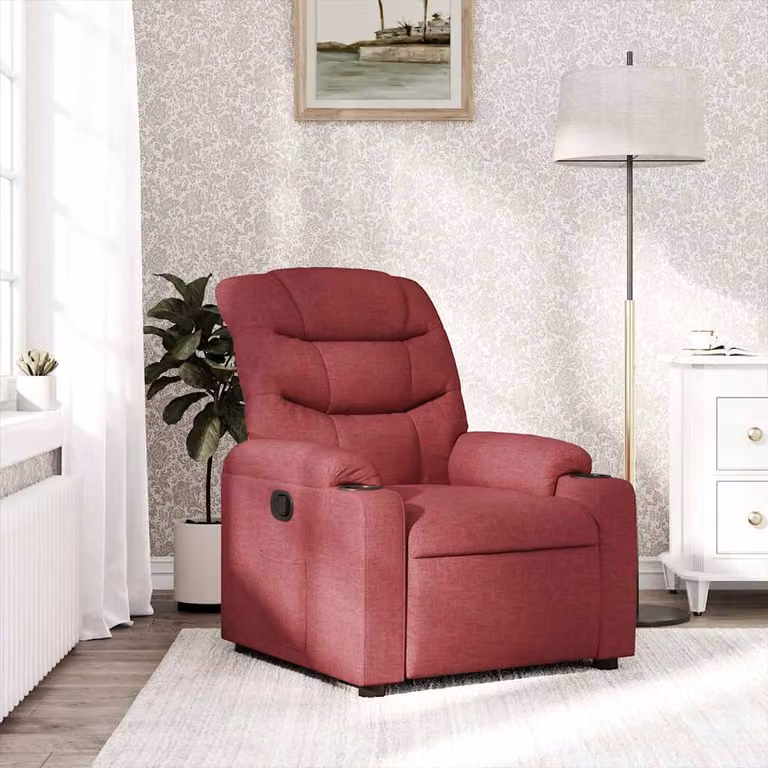 vidaXL Poltrona Reclinabile Relax in Tessuto Rosso con Braccioli