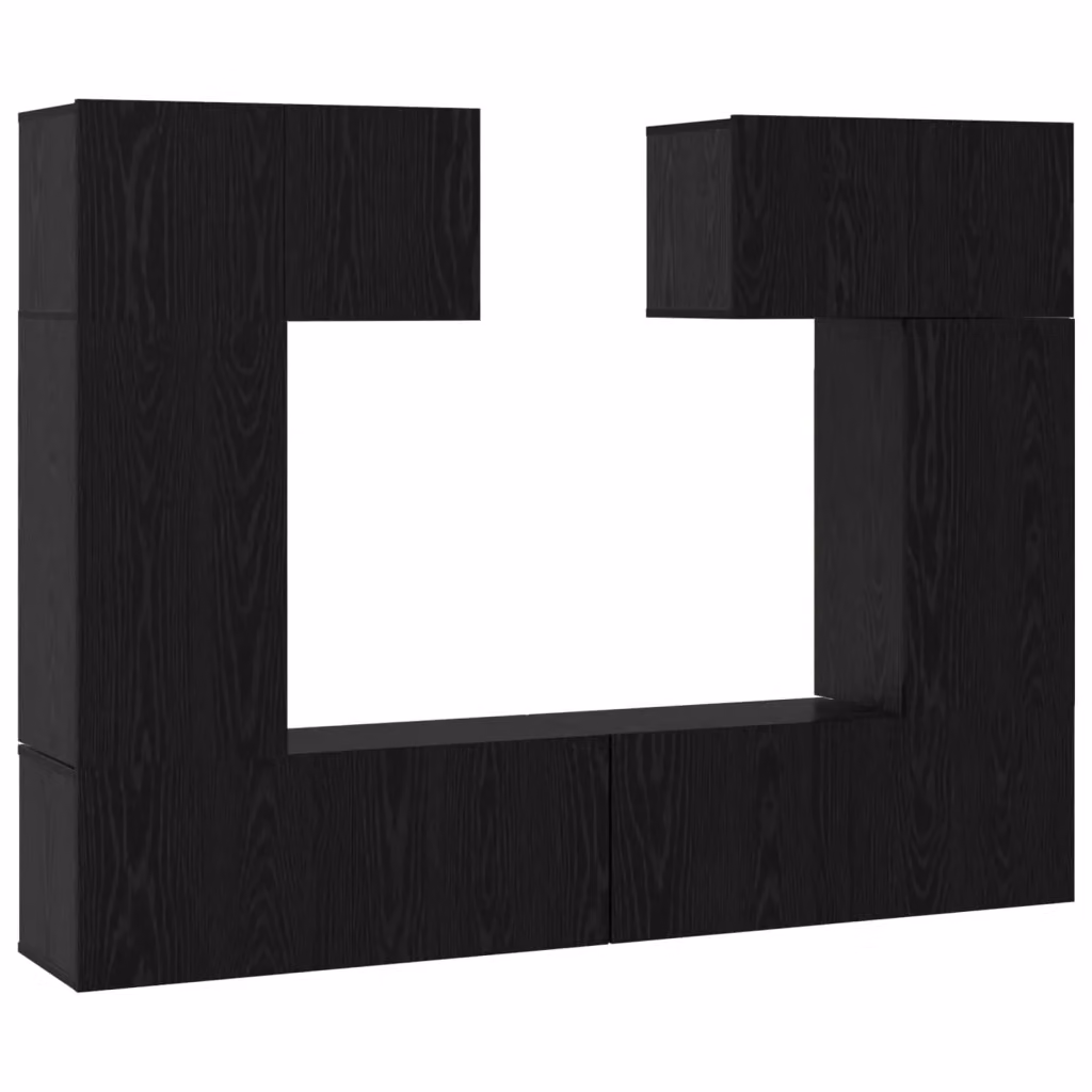 Set mobile TV moderno vidaXL in 6 pezzi, Rovere e Nero, in legno MDF e multistrato – 2