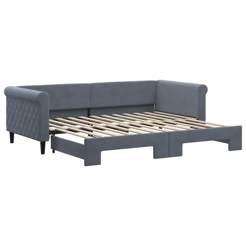 Divano Letto con Letto Estraibile vidaXL in Velluto Grigio con Funzione Notte e Cassetto per Soggiorno e Camera da Letto 90x200 cm – 2
