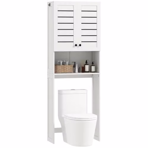 HOMCOM Mobile Sopra WC con Armadietto 2 Ante, 67x31.5x190 cm, Bianco