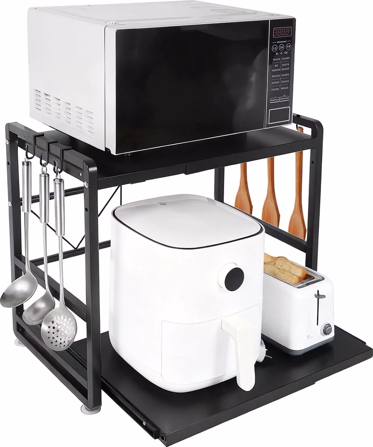 Scaffale da cucina, regolabile in altezza, design resistente, nero