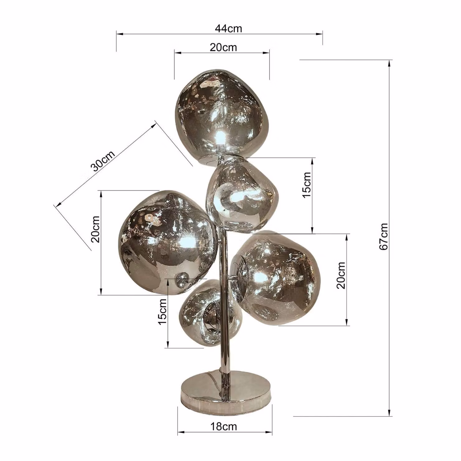KARE Lampada da terra Burbuja, Alluminio / Grigio / Zincato, Soggiorno / Sala da pranzo, Vetro, Moderno, Lampada da terra