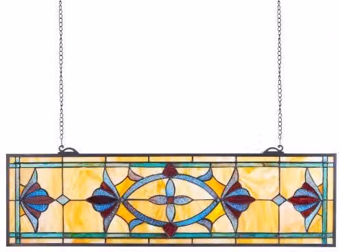 Pannello per Finestra in Vetro Colorato VEVOR Multicolore con Design Geometrico Art Nouveau, Rettangolare, L: 81,3 cm x H: 25,0 cm