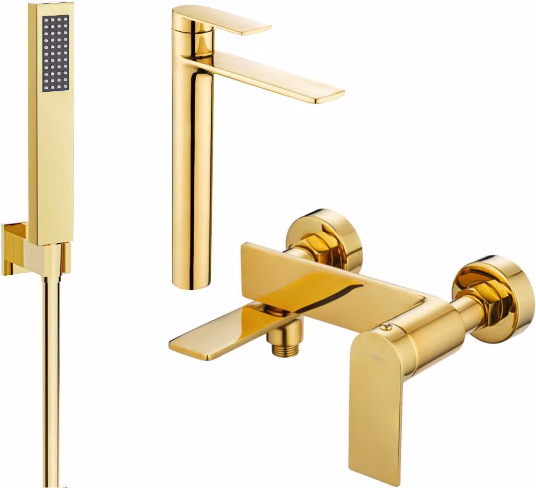 Mexen Zero R02 set vasca da bagno, oro - 71113R02-50