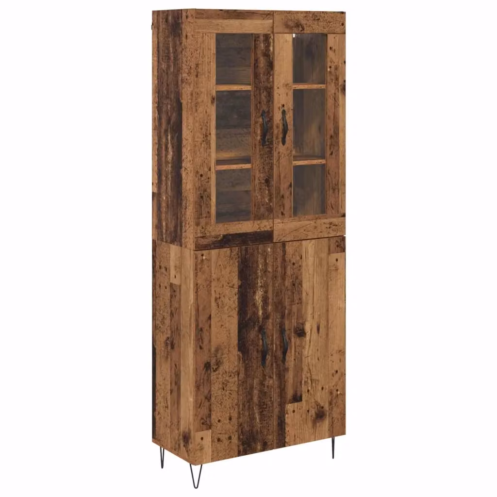vidaXL Credenza Moderna in Legno e Metallo con Ante in Vetro, Marrone, L: 69,5 cm, P: 34 cm, H: 90 cm – 2