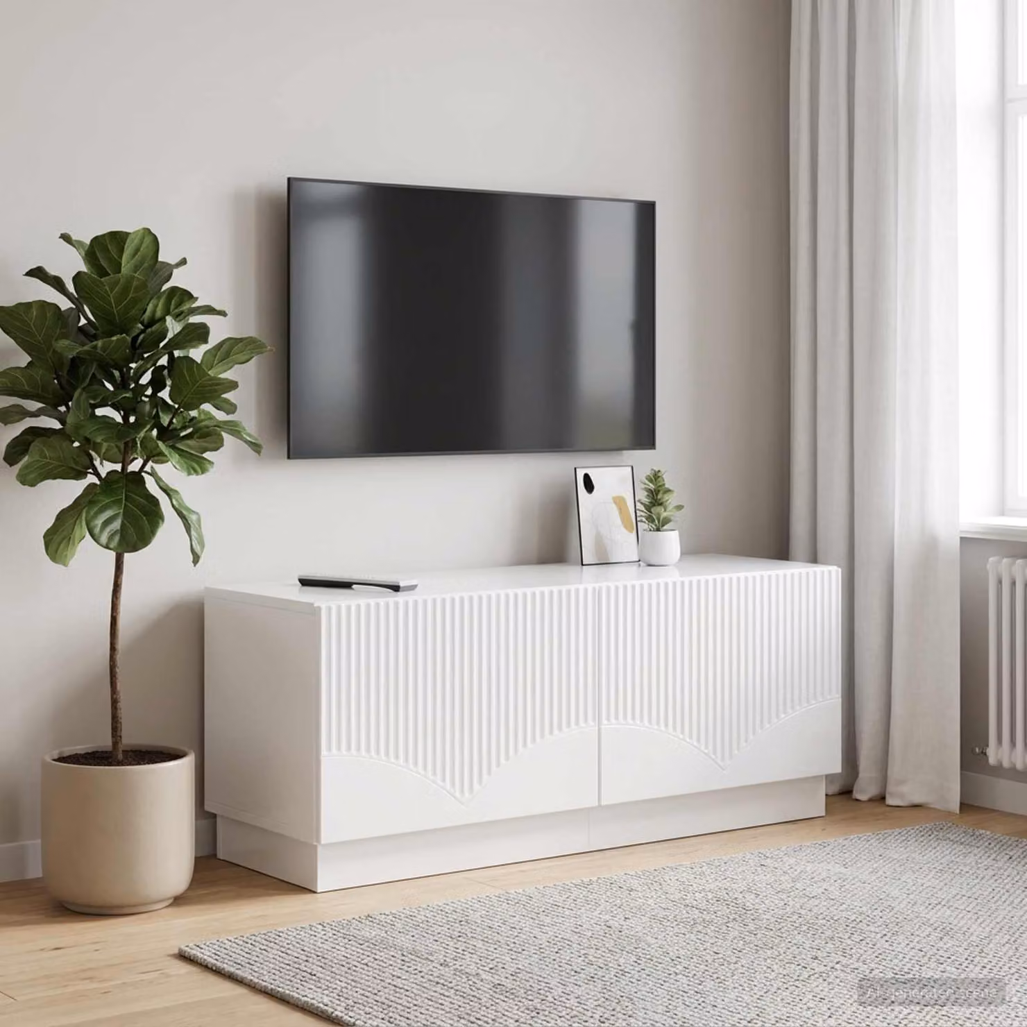 Mobile TV moderno vidaXL in legno MDF bianco lucido L/P/H: 120 x 40 x 49 cm