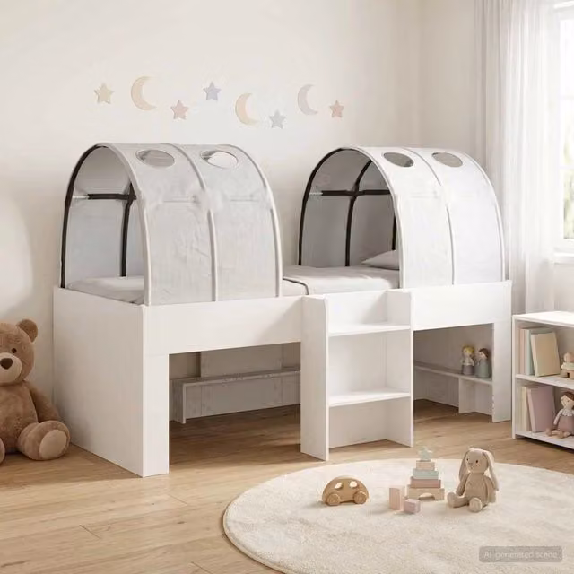 Letto con Tunnel 3 pz Bianco Legno ingegnerizzato 3423527