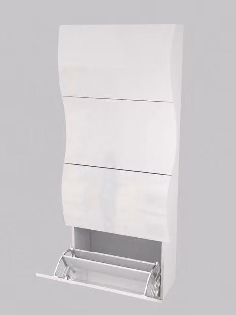 Scarpiera Onda 4 Ante a Ribalta 71x161,4x26,6 cm – Bianco Lucido