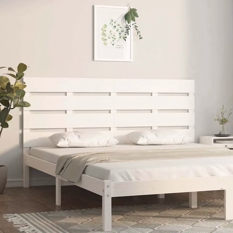 Testiera per letto vidaXL in legno massello di pino laccato bianco, L 160 cm x P 3 cm x H 80 cm