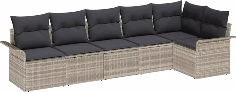 Set Divano da Giardino 6 pcs Grigio chiaro polyrattan