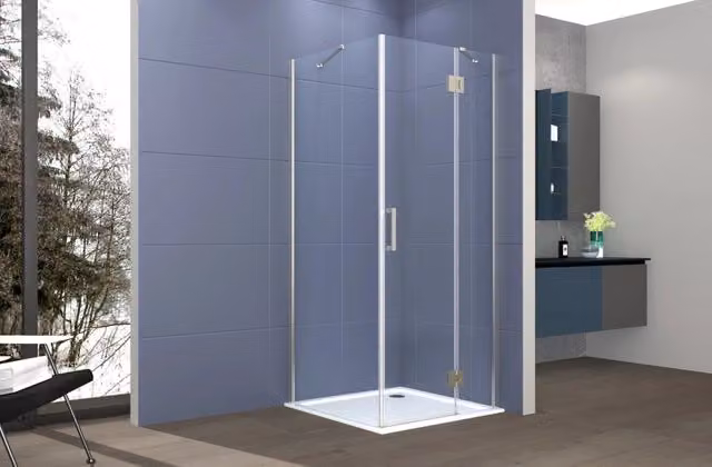 Box doccia 2 lati 70x110 cm fisso + porta un battente H200 cm cristallo 6mm profilo SATINATO PIPPO