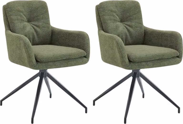 set di sedie da pranzo 2 pezzi - sedie da cucina - funzione girevole a 180° | colore: verde