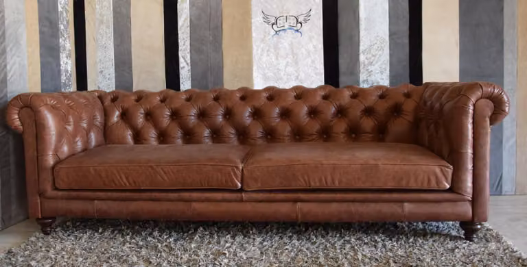 Chesterfield Sofa Couch Polster Leder Couchen Polster Garnitur 3 Sitzers
